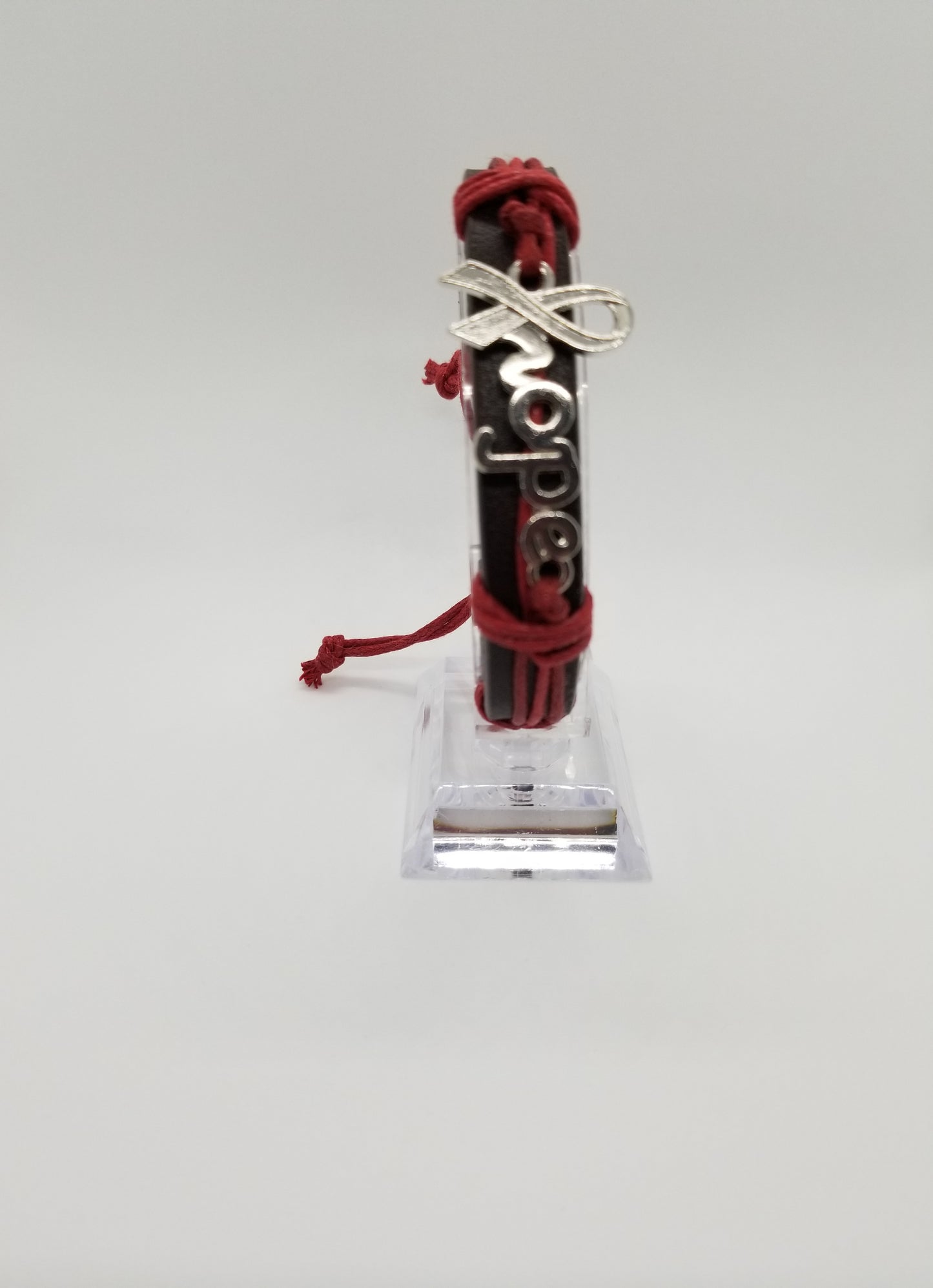 Burgundy Hope Leather Wristband