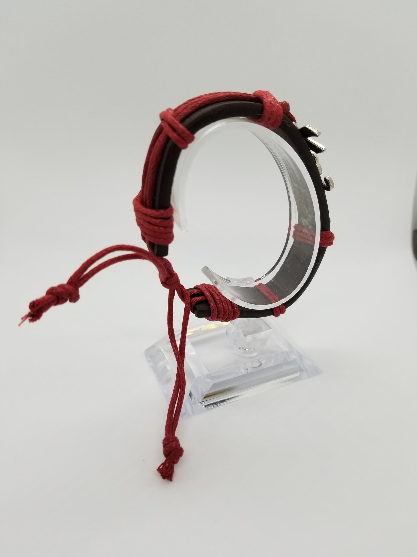 Burgundy Hope Leather Wristband