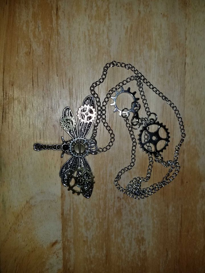 Steampunk Dragonfly Pendant Necklace