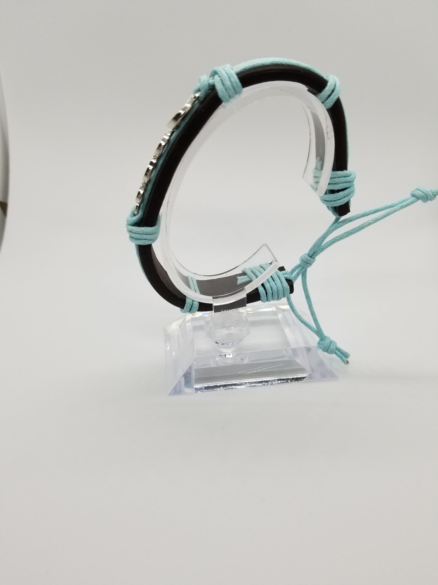 Light Blue Hope Leather Wristband