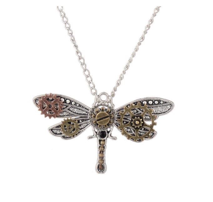 Steampunk Dragonfly Pendant Necklace