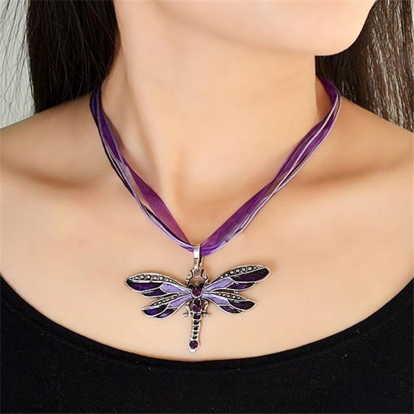 Purple Dragonfly Necklace