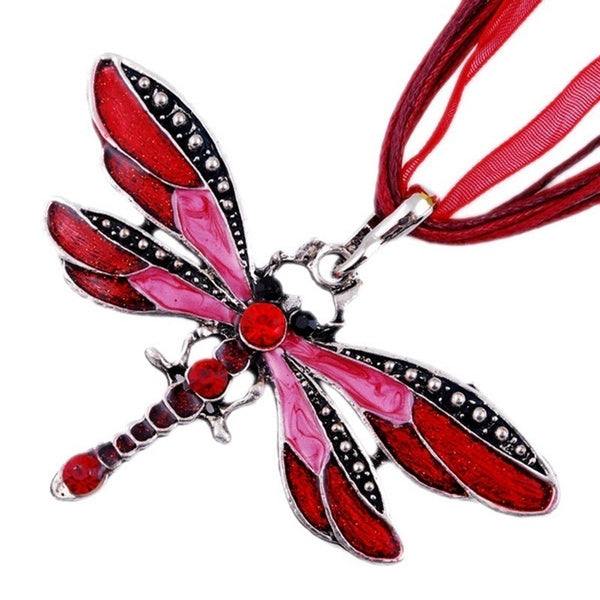 Burgundy Dragonfly Necklace