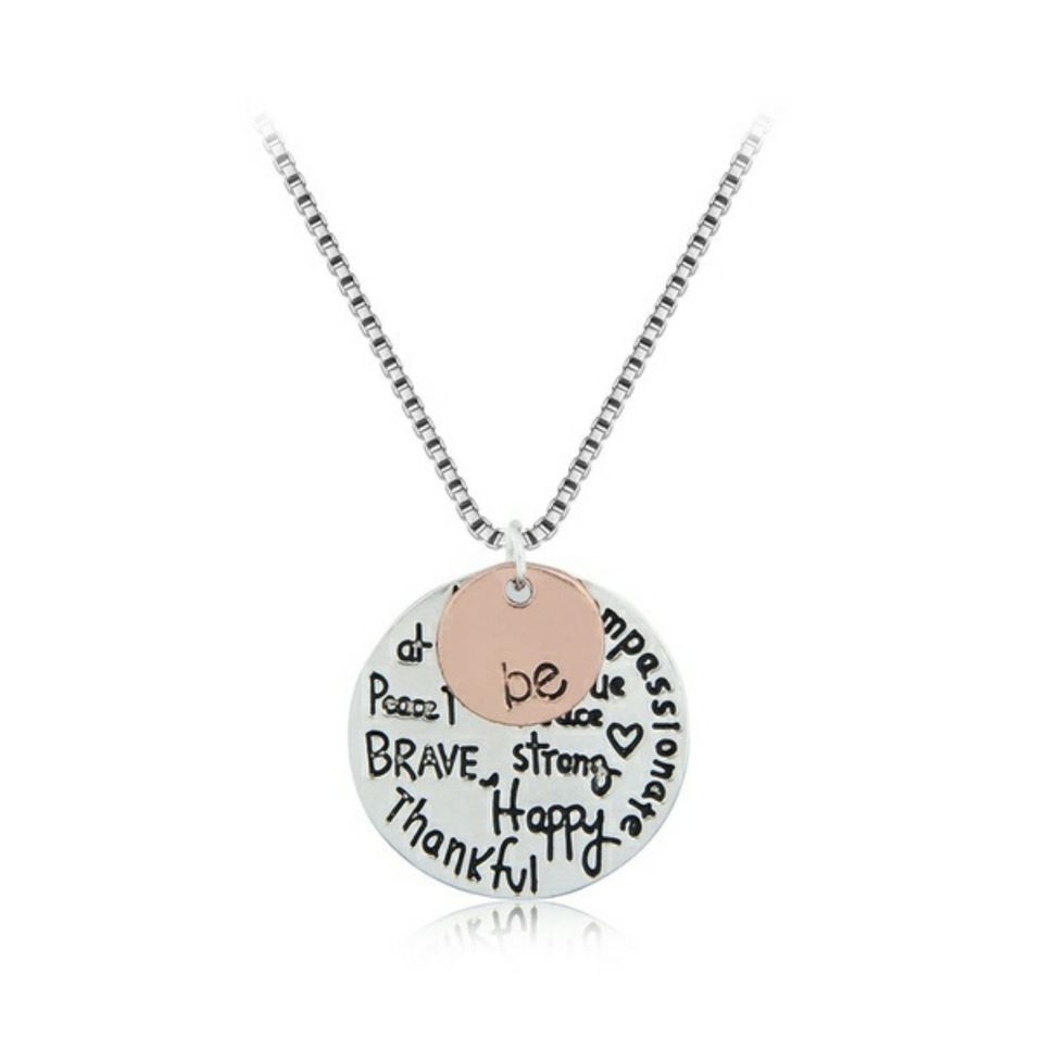 Two-Tone Gold "Be" Graffiti Charm Necklace
