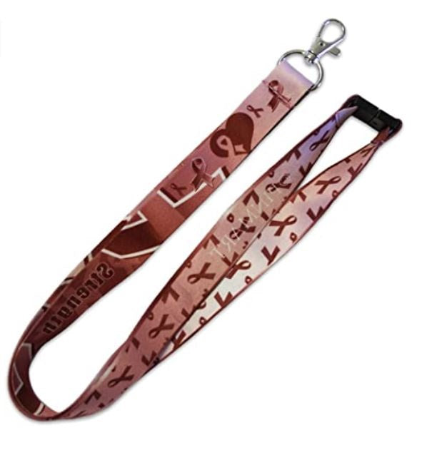 Burgundy Awareness Ribbon Lanyard