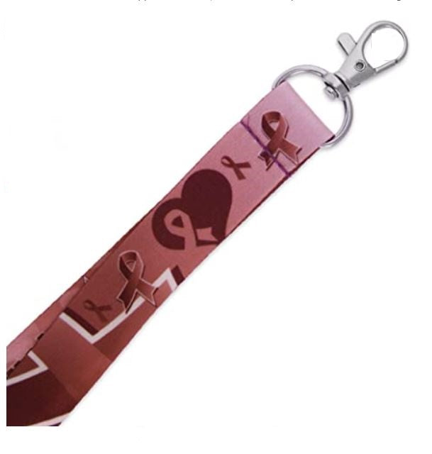 Burgundy Awareness Ribbon Lanyard