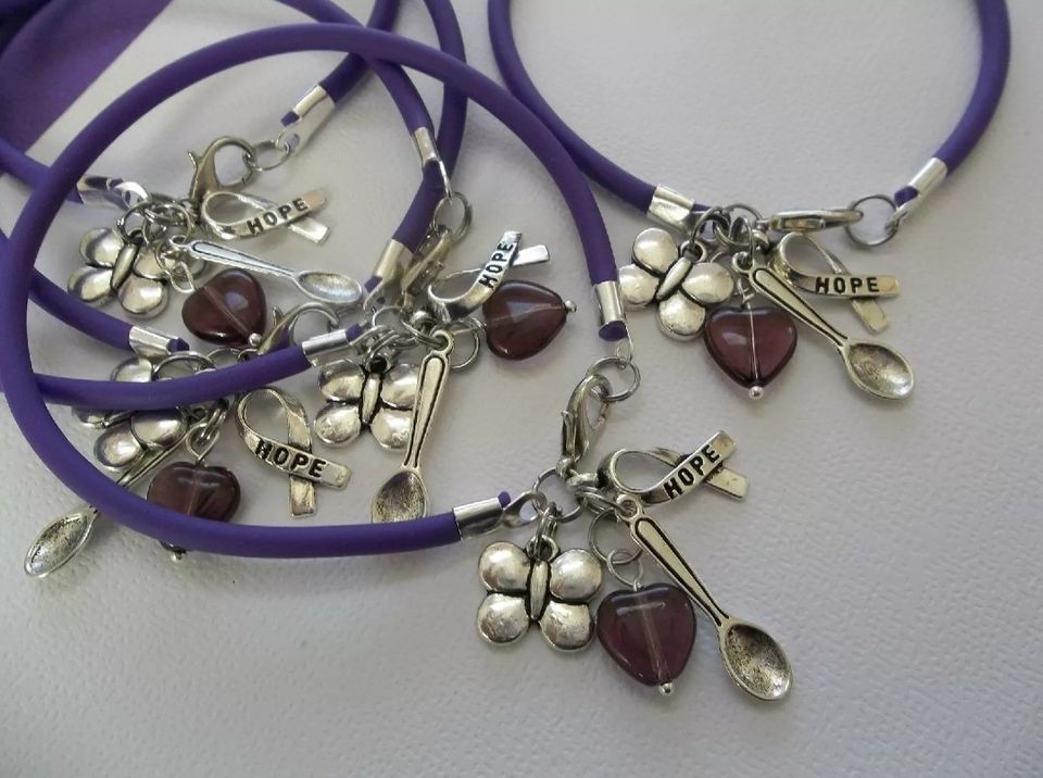 Lupus Awareness Bracelet with Spoons, Butterfly & Hope Charms
