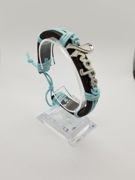 Light Blue Hope Leather Wristband