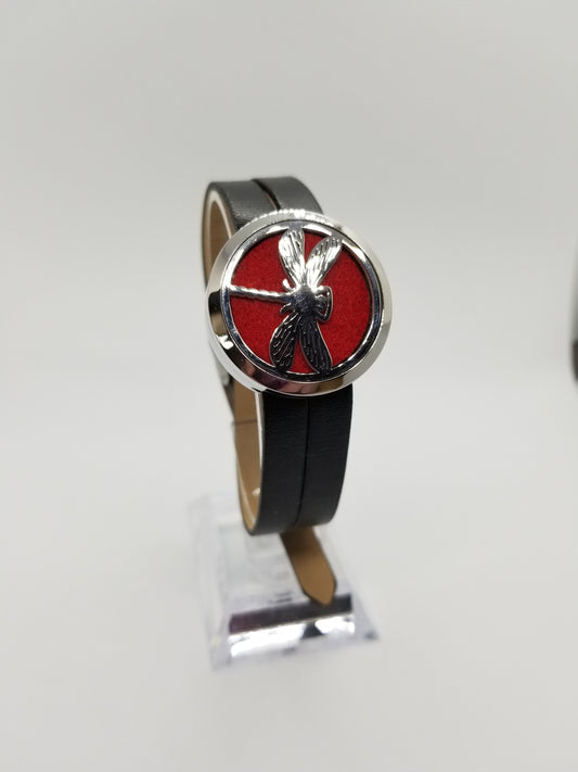 Dragonfly Twist-off Stainless Diffuser Leather Wristband