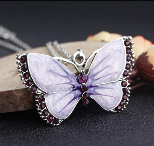 Enamel Butterfly Pendant Necklace by Will and Sandy