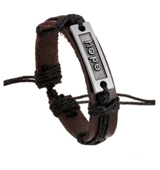 Hope Leather Adjustable Bracelet