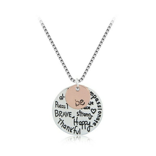 Two-Tone Gold "Be" Graffiti Charm Necklace