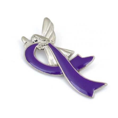 Purple Angel Ribbon Pin
