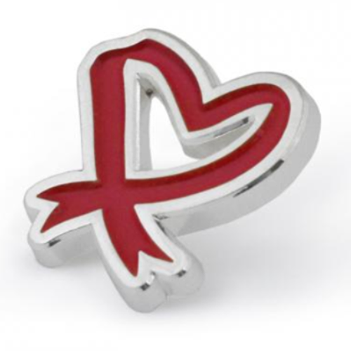 Burgundy Heart Ribbon Pin