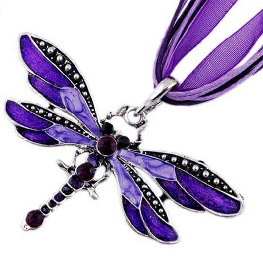 Purple Dragonfly Necklace