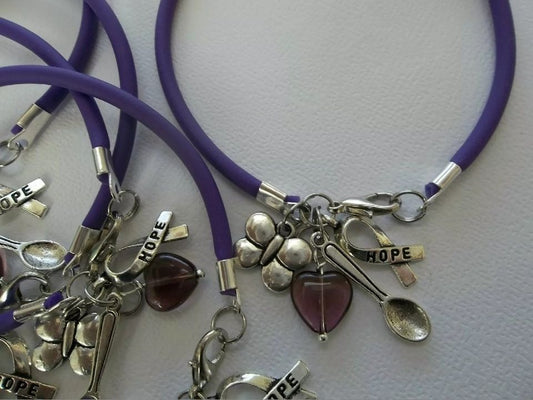 Lupus Awareness Bracelet with Spoons, Butterfly & Hope Charms